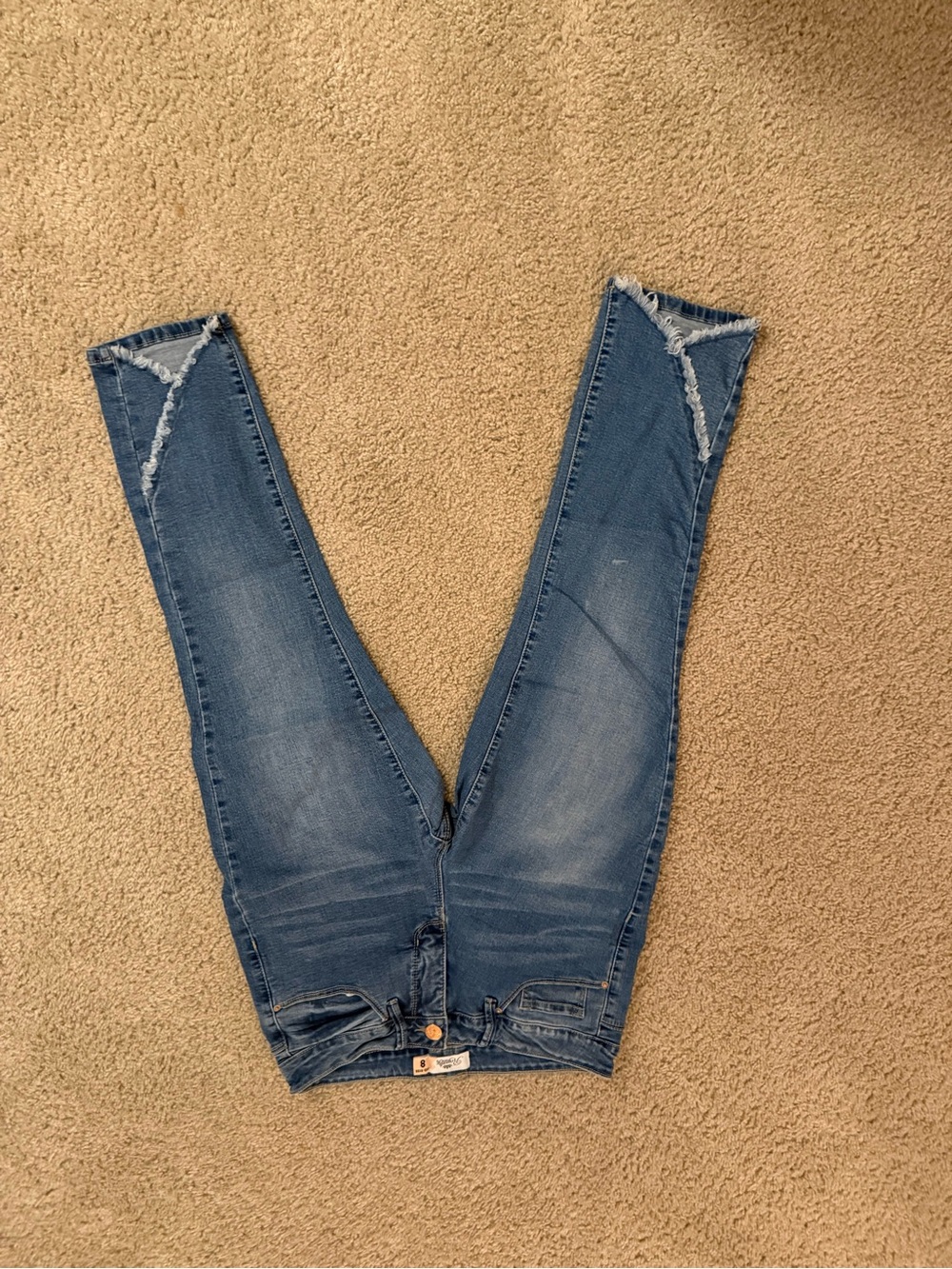 Royalty For Me Medium Blue Skinny Jeans with Frayed Hem